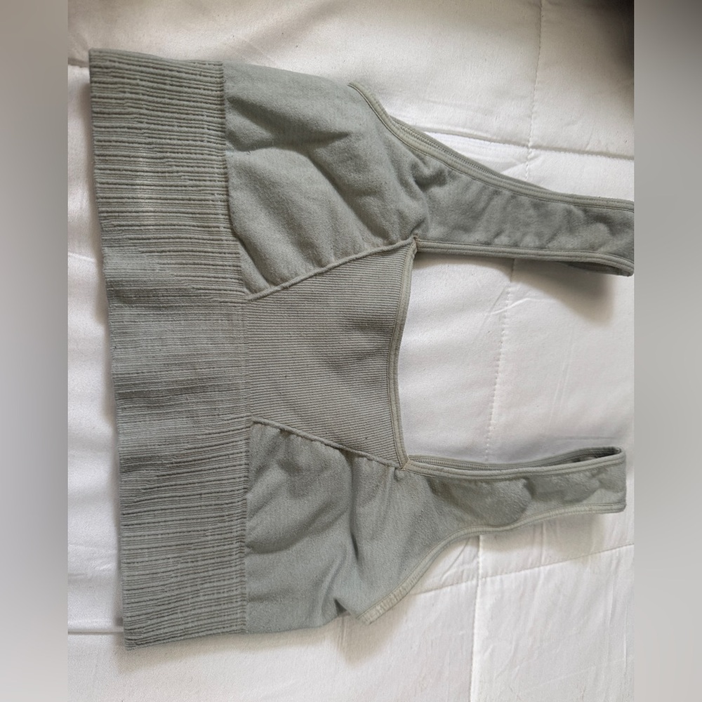 Free People Gray Ribbed Sports Bra